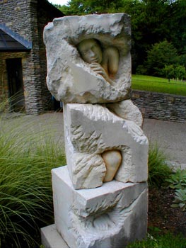 Emerging, Limestone Sculpture by Meg White 1998