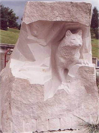 Wolf sculpture by Meg White sculpture studio