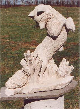 Sculpture of Leaping Fox by Meg White